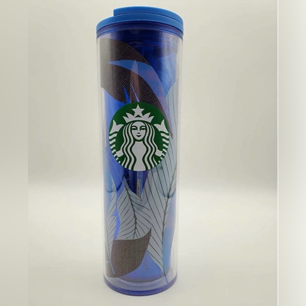 Starbucks Blue Leaf Design Double-Walled
16oz Plastic Tumbler 2021